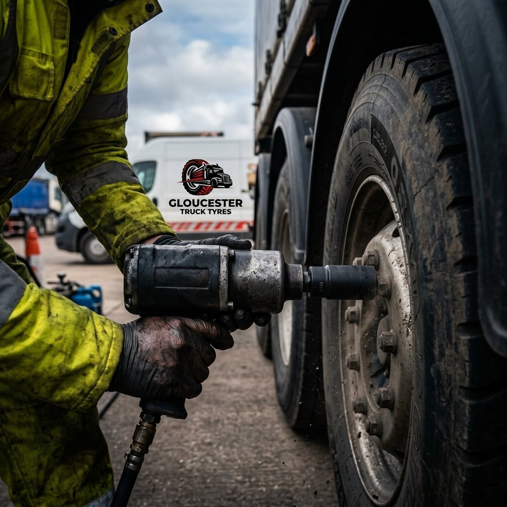Inside the mobile tyre fitting van showing equipment - Mobile Truck Tyre Fitting in St Briavels