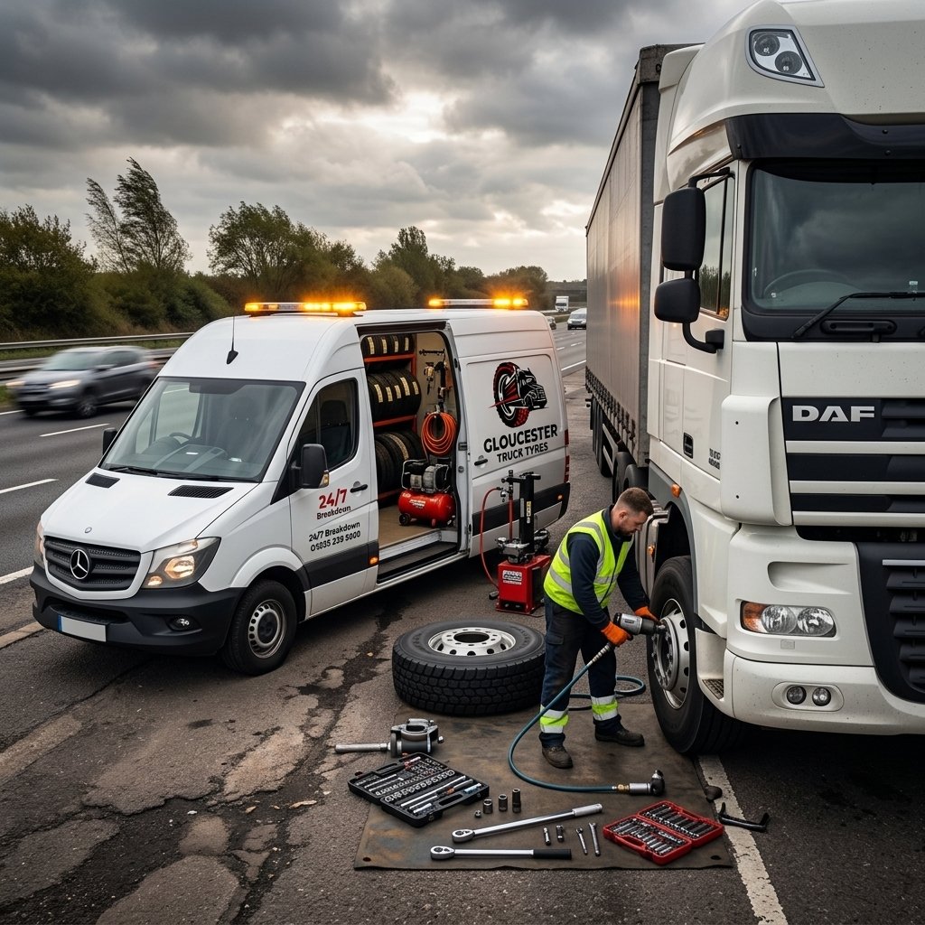 Nighttime emergency roadside repair - Mobile Truck Tyre Fitting in St Briavels